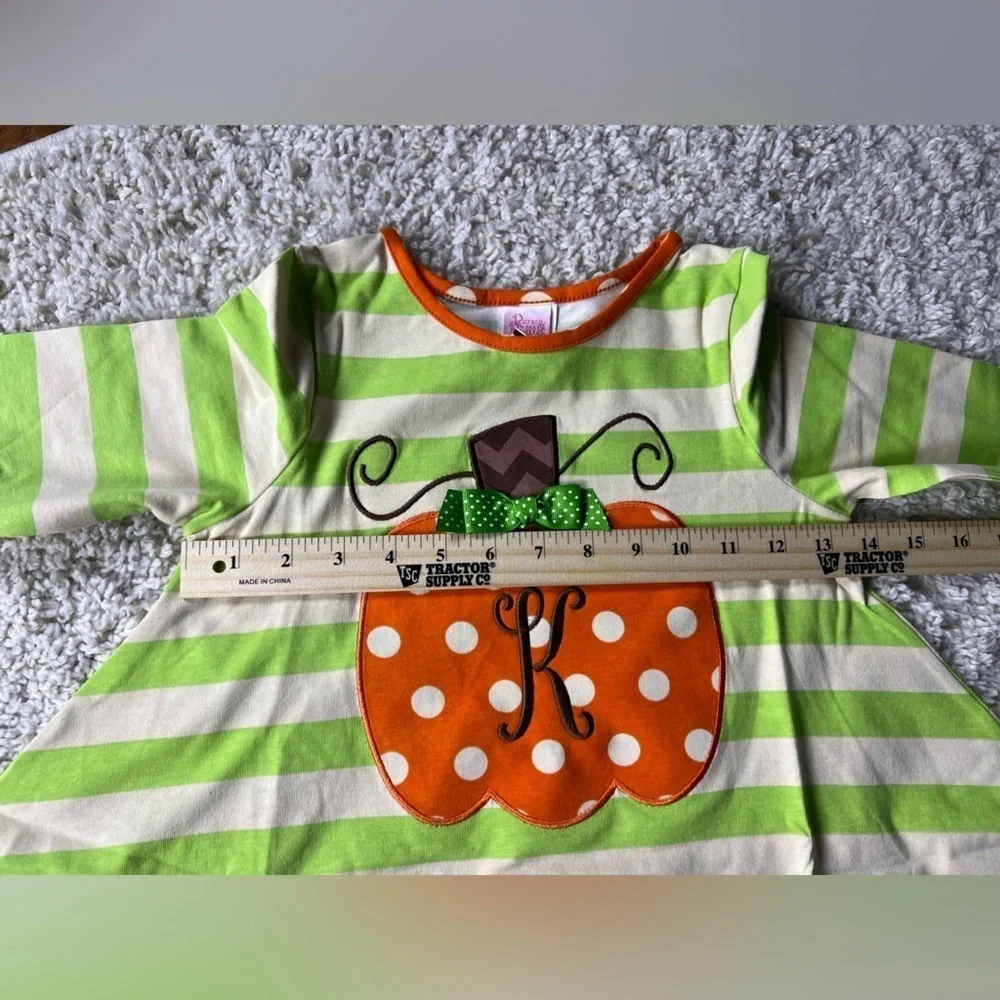 Kids 8 Ricrac & Ruffles Embroidered “K” Fall Set NEW